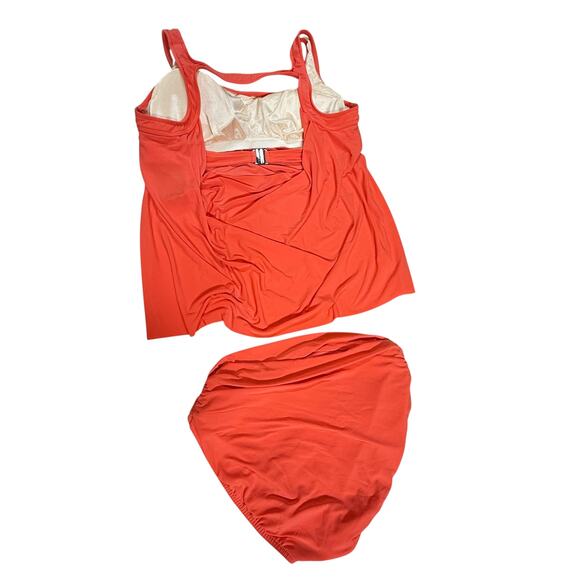 MAGICSUIT NWT Reese Cowl Back Tankini Top & Shirred Bikini Bottom Size 16 Orange - Picture 16 of 16